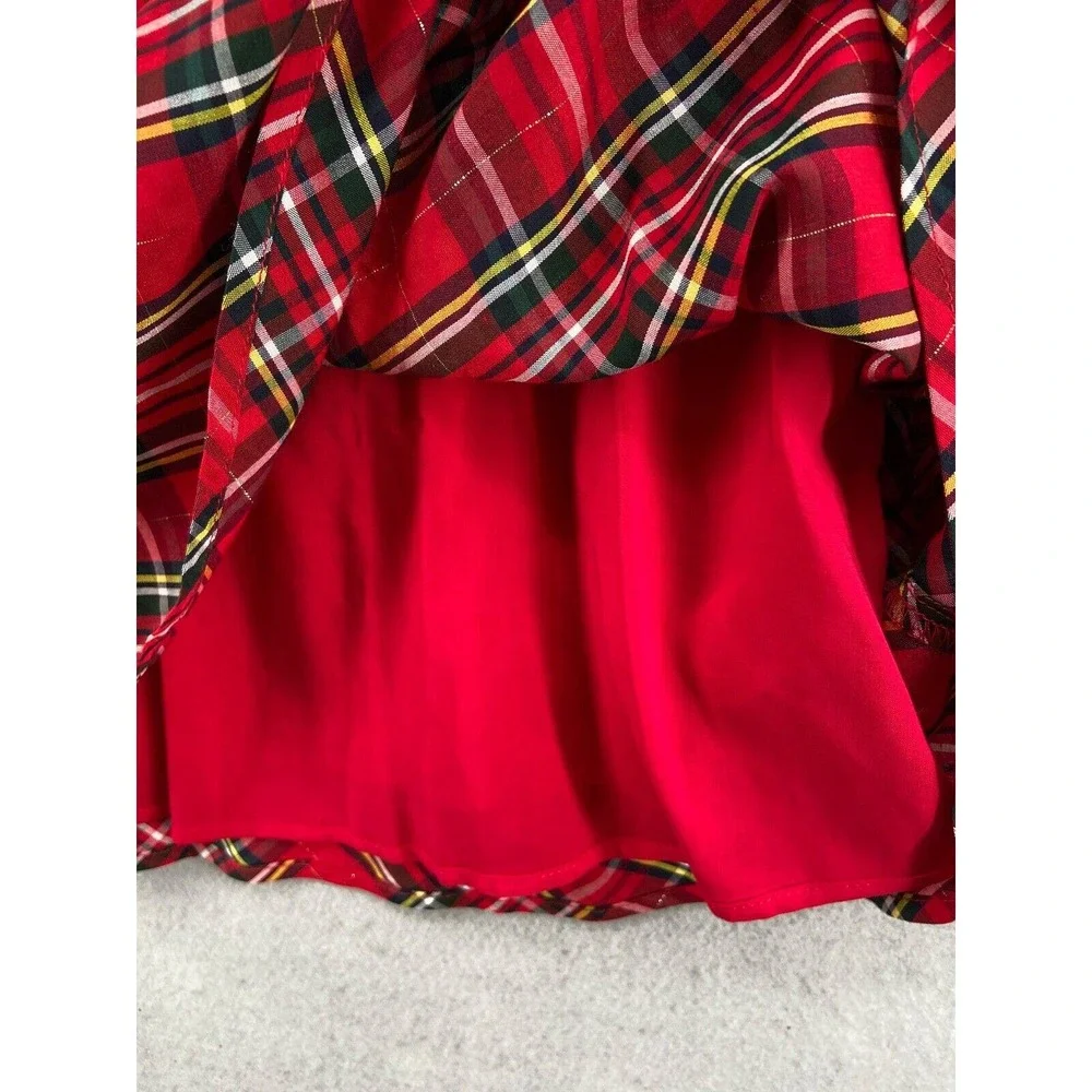 NWT Vineyard Vines Dress Girls Sz 4 Red Tartan Plaid Ruffle Cap Sleeve Midi - Picture 14 of 15